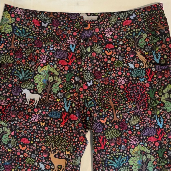 Shredly Pants - Shredly Unicorn Forest Print Shorts Size 14
